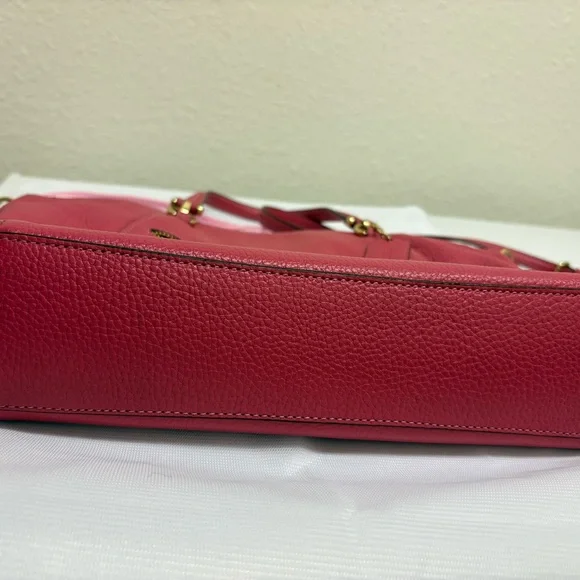 Coach Fuchsia Pebble Leather Shoulder Bag with Gold Accents - Picture 5 of 10